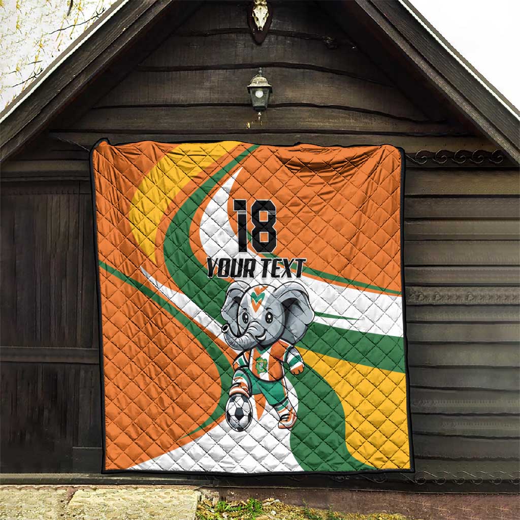Custom Ivory Coast Football Quilt Les Elephants Mascot - African Pride