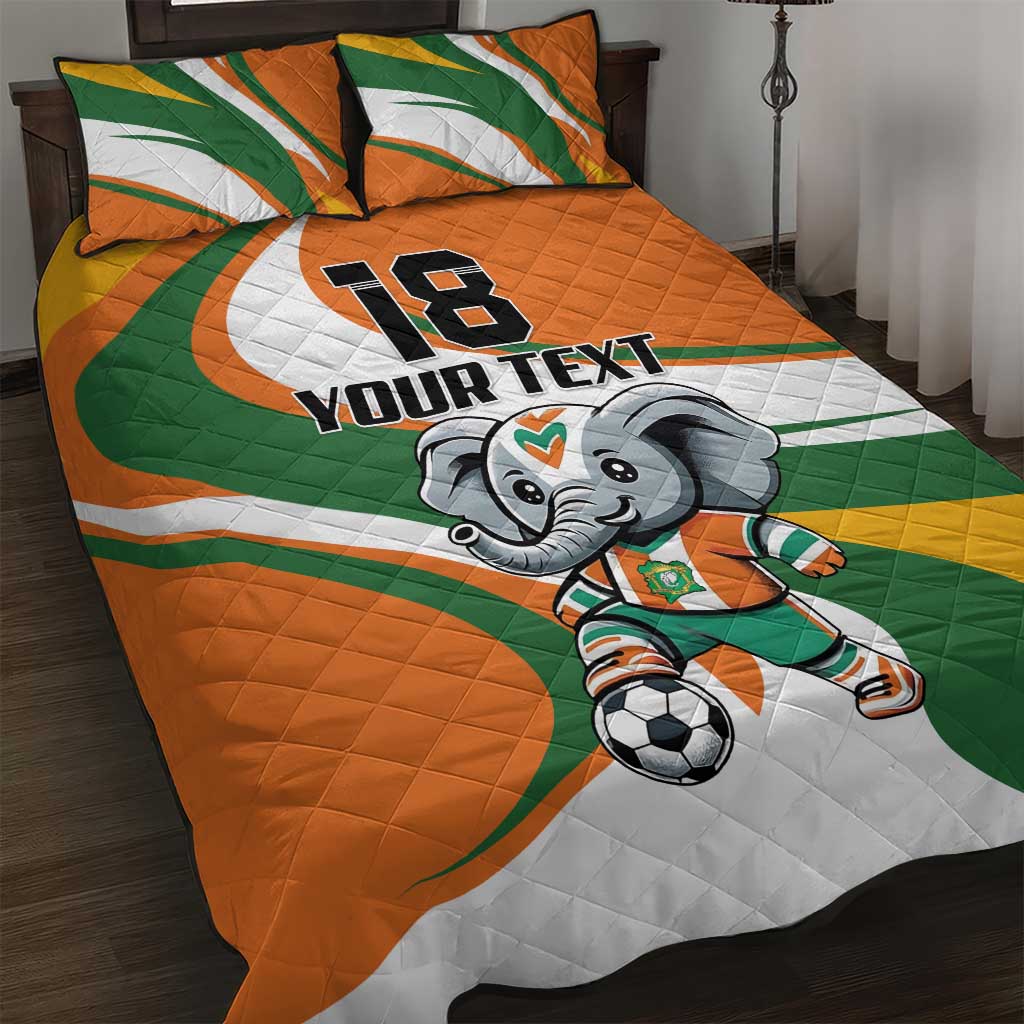 Custom Ivory Coast Football Quilt Bed Set Les Elephants Mascot - African Pride