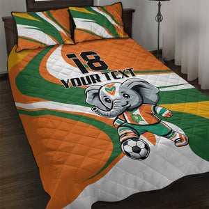 Custom Ivory Coast Football Quilt Bed Set Les Elephants Mascot - African Pride