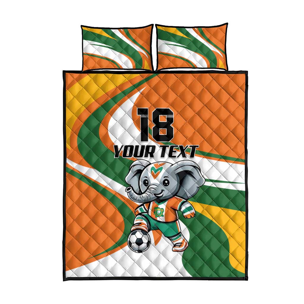 Custom Ivory Coast Football Quilt Bed Set Les Elephants Mascot - African Pride