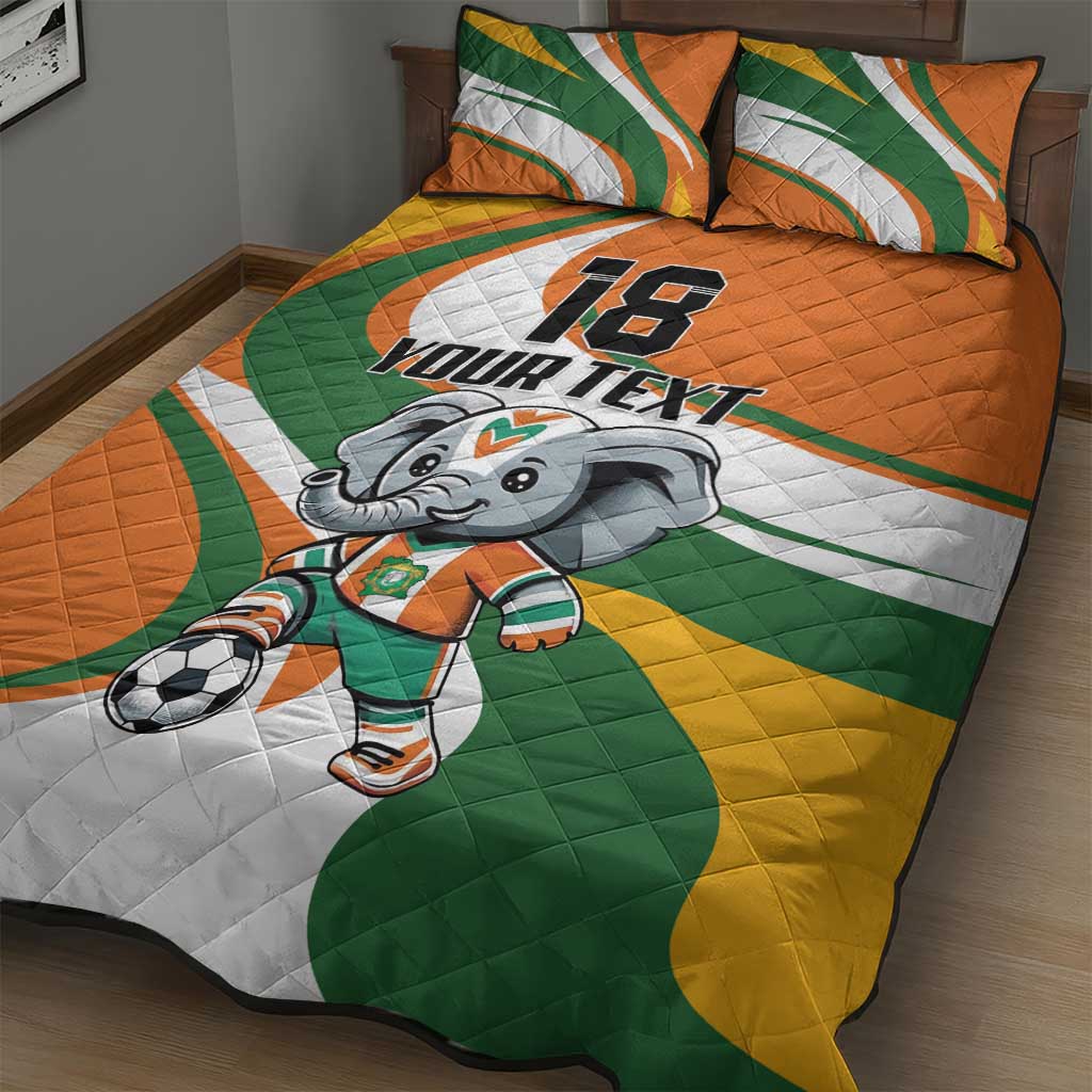 Custom Ivory Coast Football Quilt Bed Set Les Elephants Mascot - African Pride