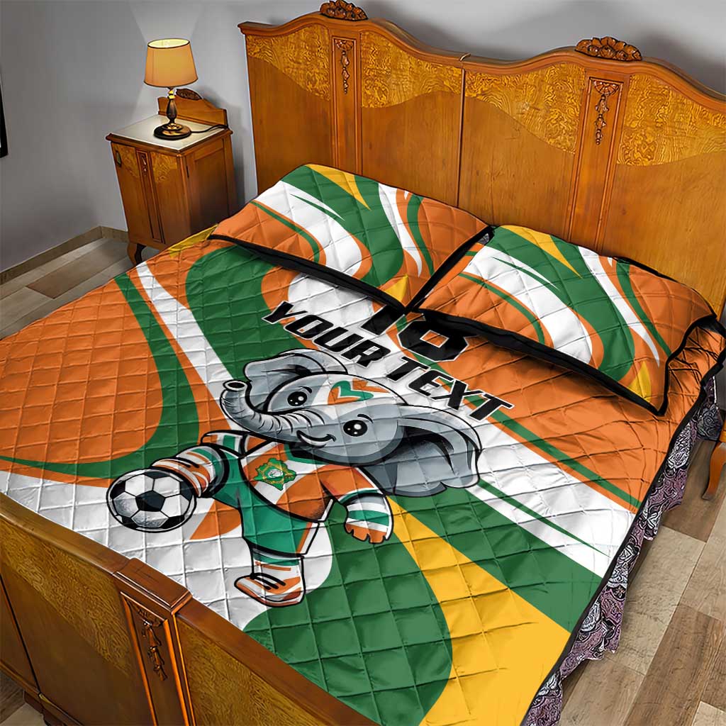 Custom Ivory Coast Football Quilt Bed Set Les Elephants Mascot - African Pride