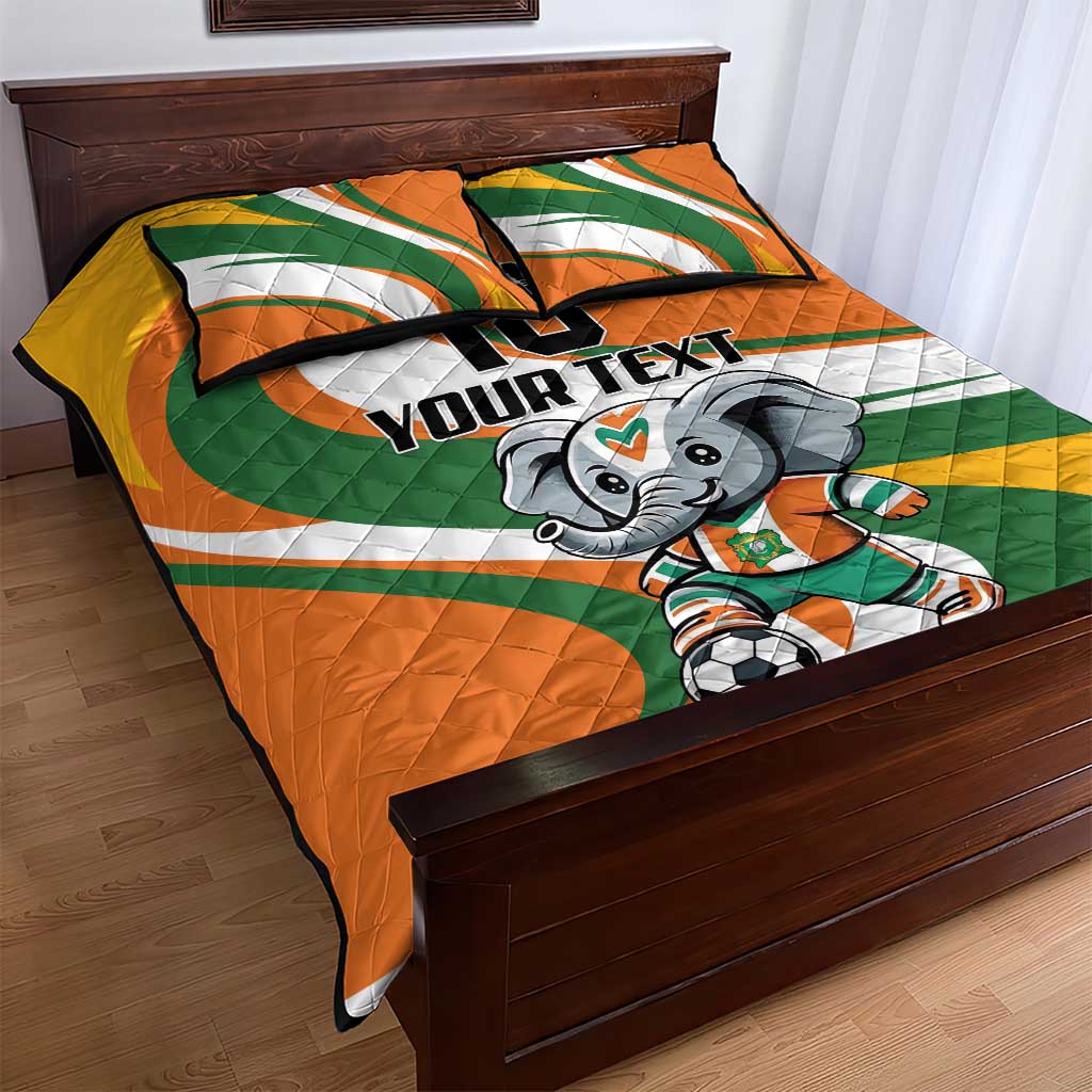 Custom Ivory Coast Football Quilt Bed Set Les Elephants Mascot - African Pride