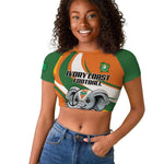 Custom Ivory Coast Football Raglan Cropped T shirt Les Elephants Mascot LT18