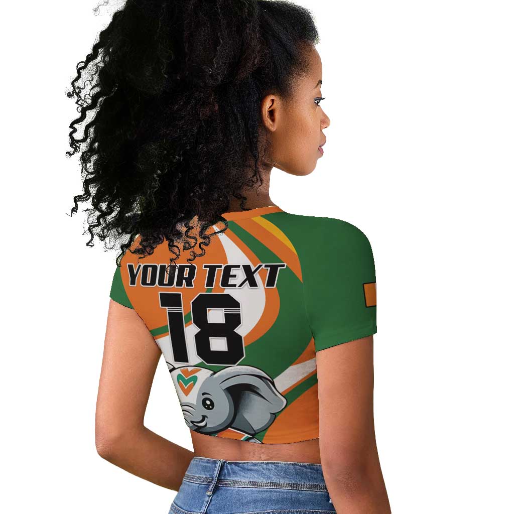 Custom Ivory Coast Football Raglan Cropped T shirt Les Elephants Mascot LT18
