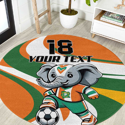 Custom Ivory Coast Football Round Carpet Les Elephants Mascot - African Pride