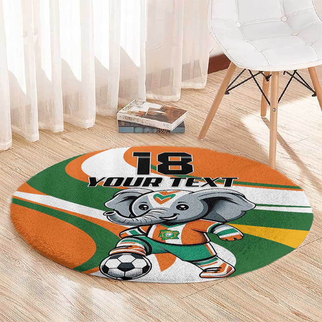 Custom Ivory Coast Football Round Carpet Les Elephants Mascot - African Pride