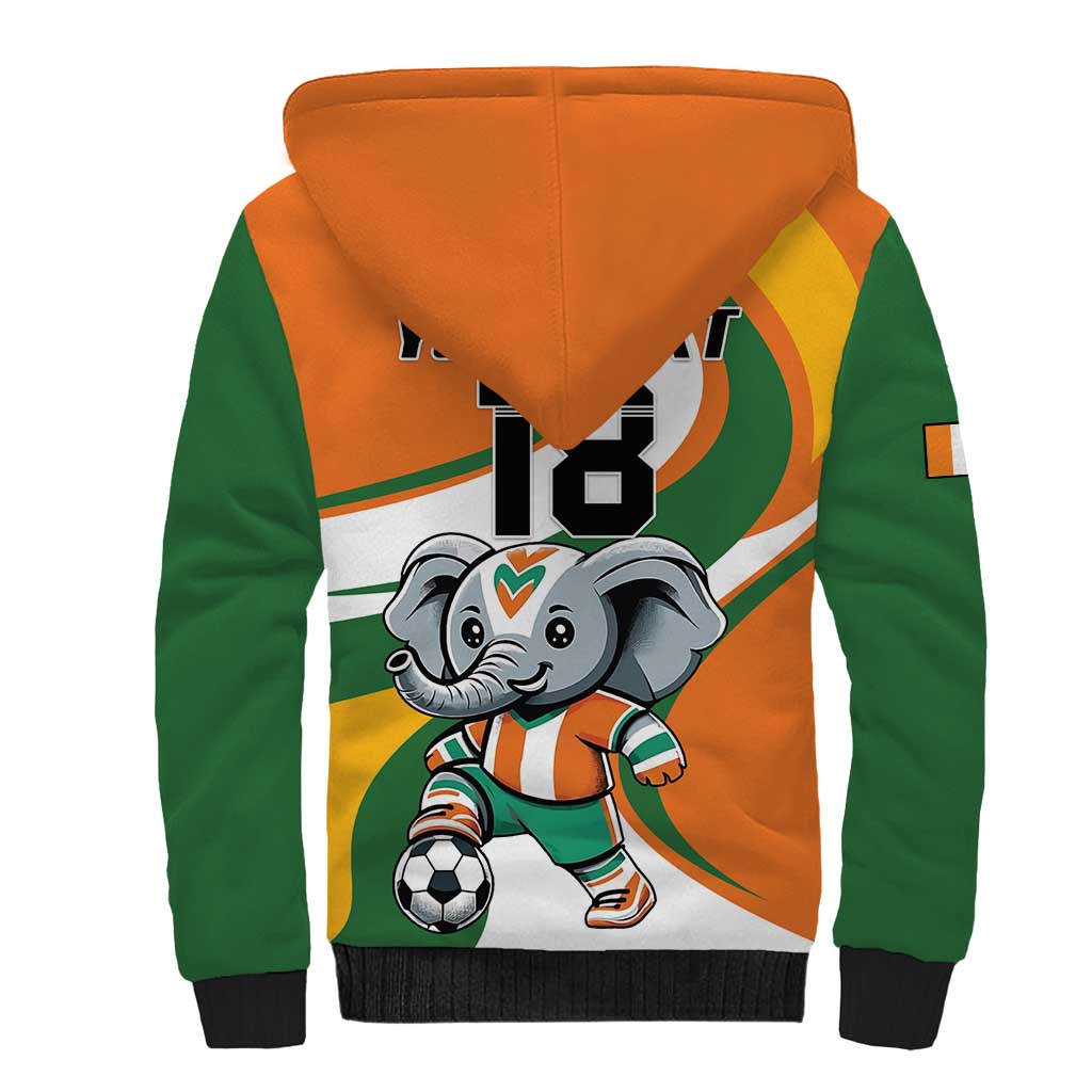 Custom Ivory Coast Football Sherpa Hoodie Les Elephants Mascot - African Pride