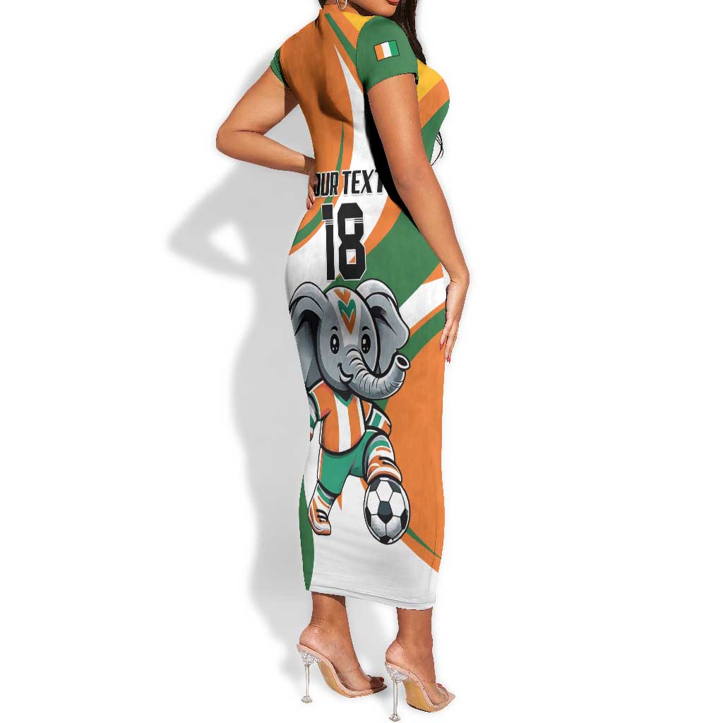 Custom Ivory Coast Football Short Sleeve Bodycon Dress Les Elephants Mascot LT18