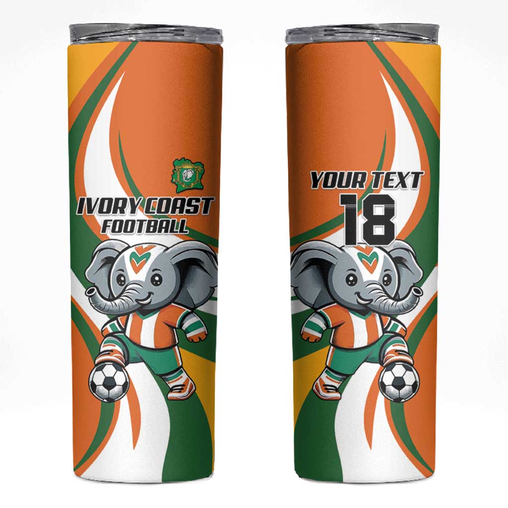 Custom Ivory Coast Football Skinny Tumbler Les Elephants Mascot - African Pride