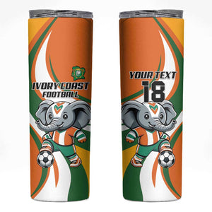 Custom Ivory Coast Football Skinny Tumbler Les Elephants Mascot - African Pride