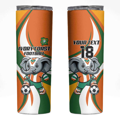 Custom Ivory Coast Football Skinny Tumbler Les Elephants Mascot - African Pride