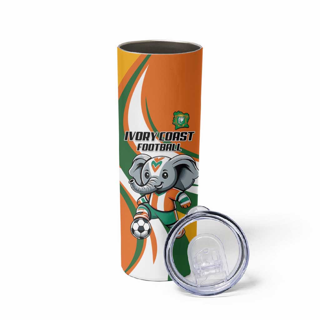 Custom Ivory Coast Football Skinny Tumbler Les Elephants Mascot - African Pride