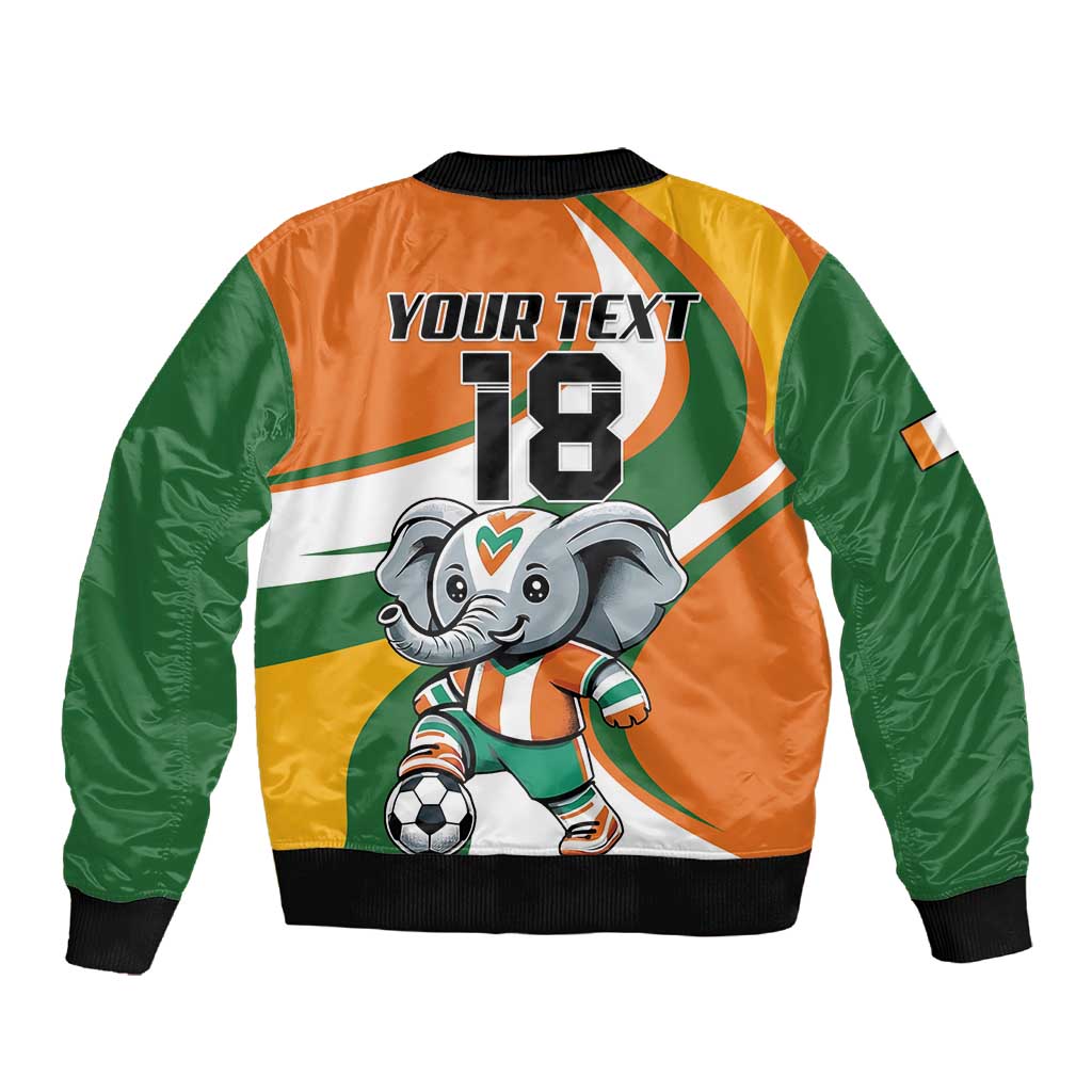 Custom Ivory Coast Football Sleeve Zip Bomber Jacket Les Elephants Mascot - African Pride