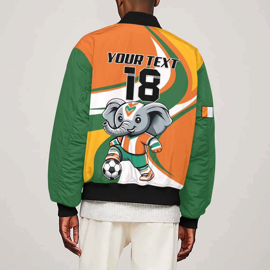Custom Ivory Coast Football Sleeve Zip Bomber Jacket Les Elephants Mascot - African Pride