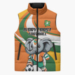 Custom Ivory Coast Football Sleeveless Puffer Jacket Les Elephants Mascot - African Pride