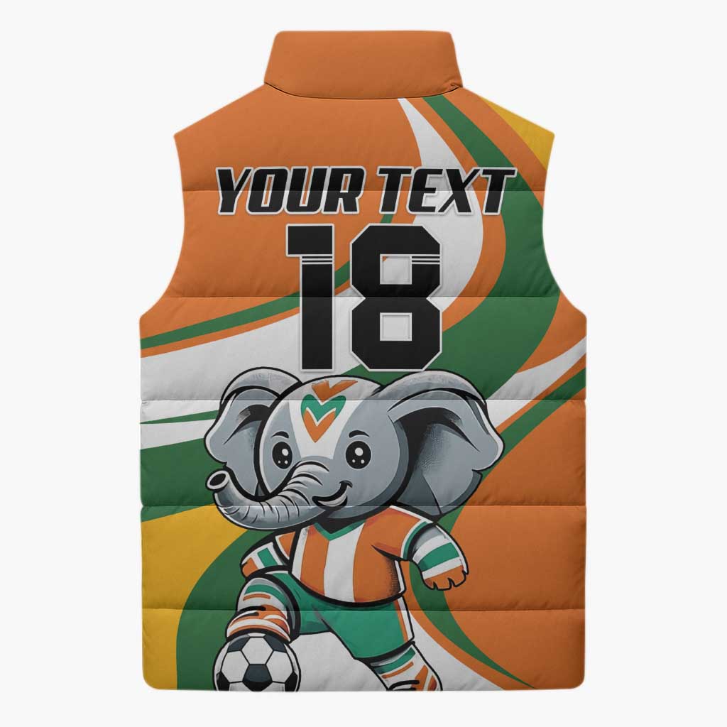 Custom Ivory Coast Football Sleeveless Puffer Jacket Les Elephants Mascot - African Pride