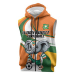 Custom Ivory Coast Football Sleeveless Zip Hoodie Les Elephants Mascot - African Pride