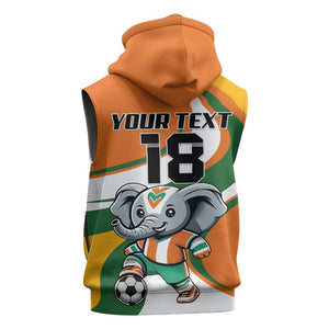 Custom Ivory Coast Football Sleeveless Zip Hoodie Les Elephants Mascot - African Pride