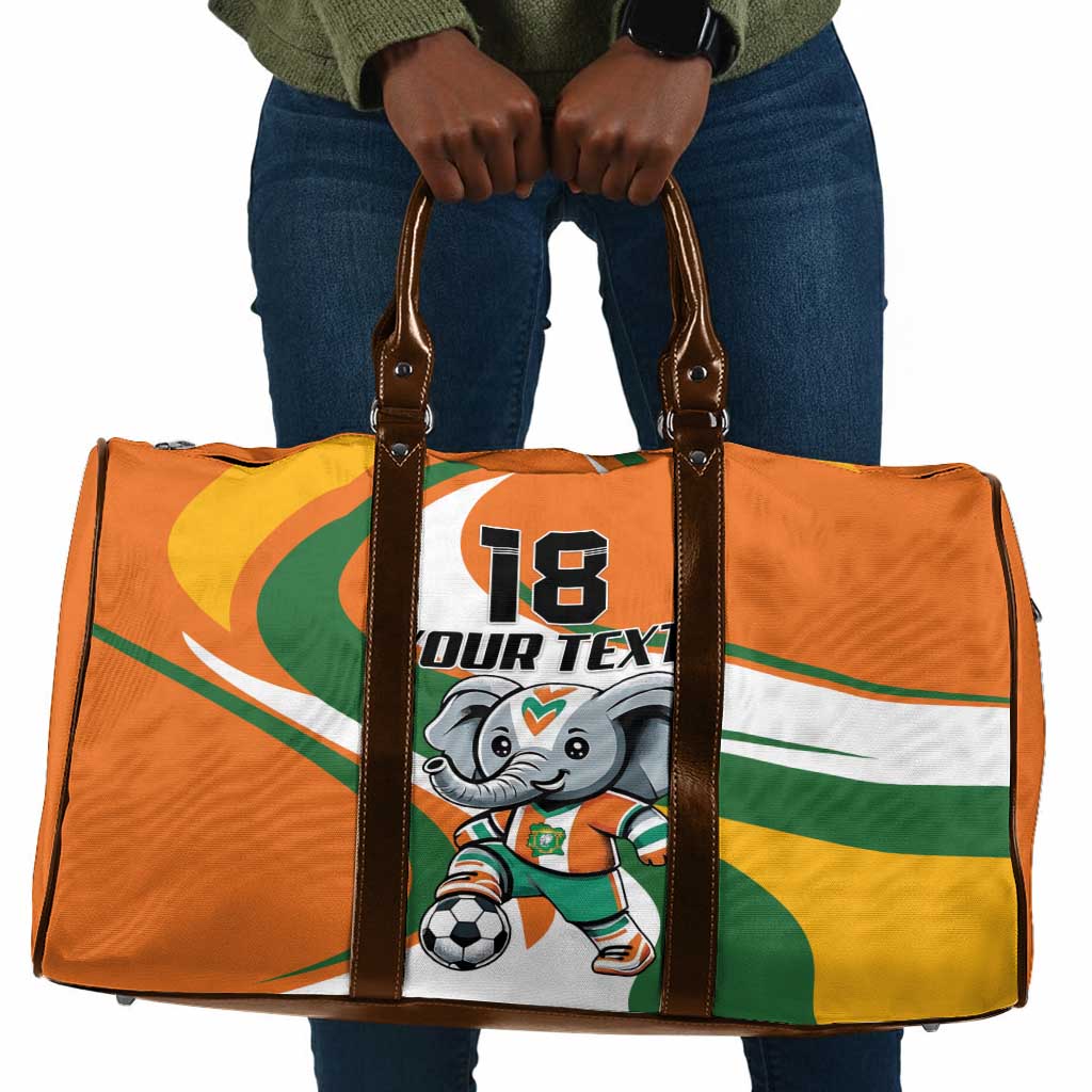 Custom Ivory Coast Football Travel Bag Les Elephants Mascot - African Pride