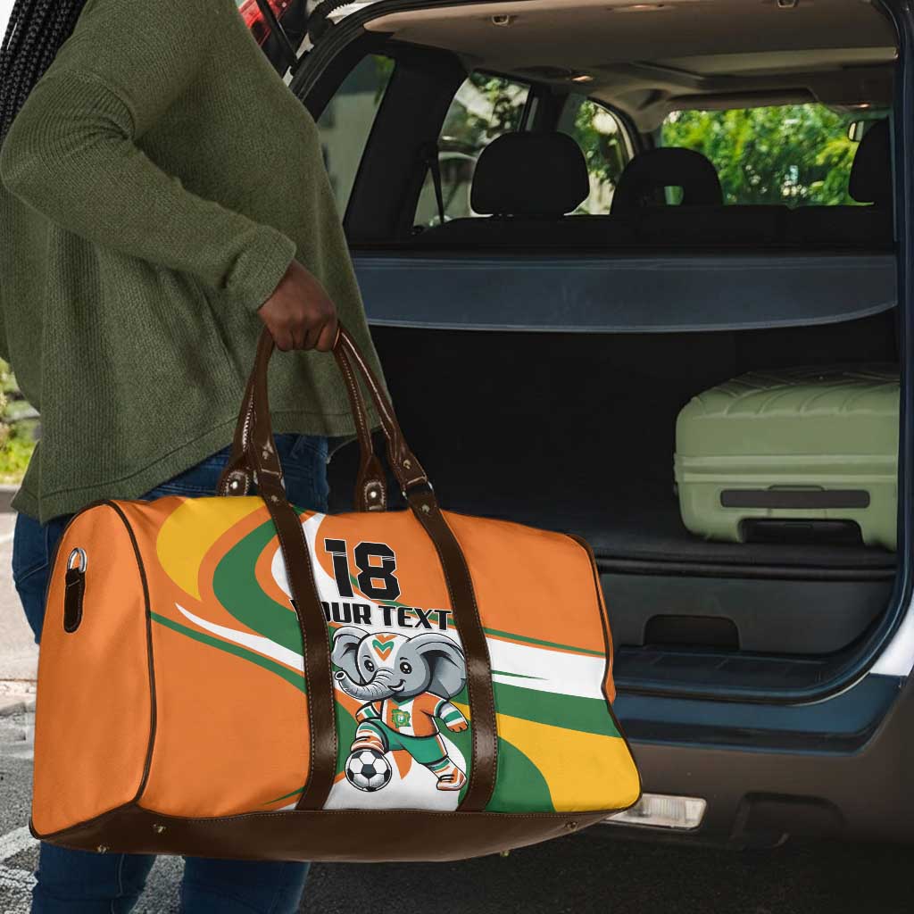 Custom Ivory Coast Football Travel Bag Les Elephants Mascot - African Pride
