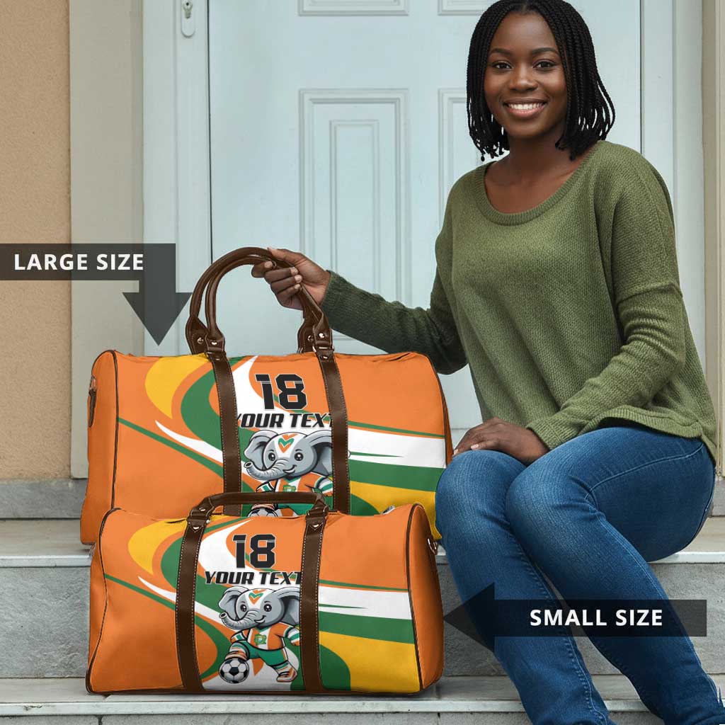 Custom Ivory Coast Football Travel Bag Les Elephants Mascot - African Pride