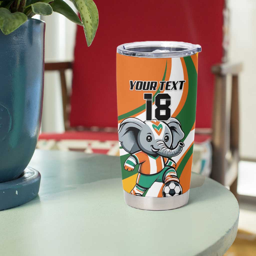 Custom Ivory Coast Football Tumbler Cup Les Elephants Mascot - African Pride