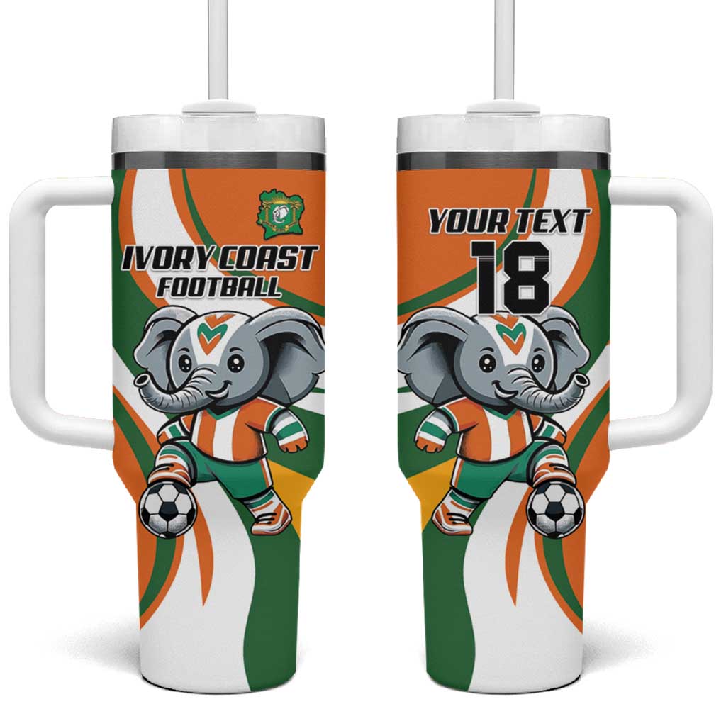 Custom Ivory Coast Football Tumbler With Handle Les Elephants Mascot - African Pride