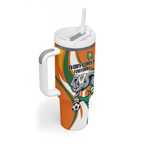 Custom Ivory Coast Football Tumbler With Handle Les Elephants Mascot - African Pride