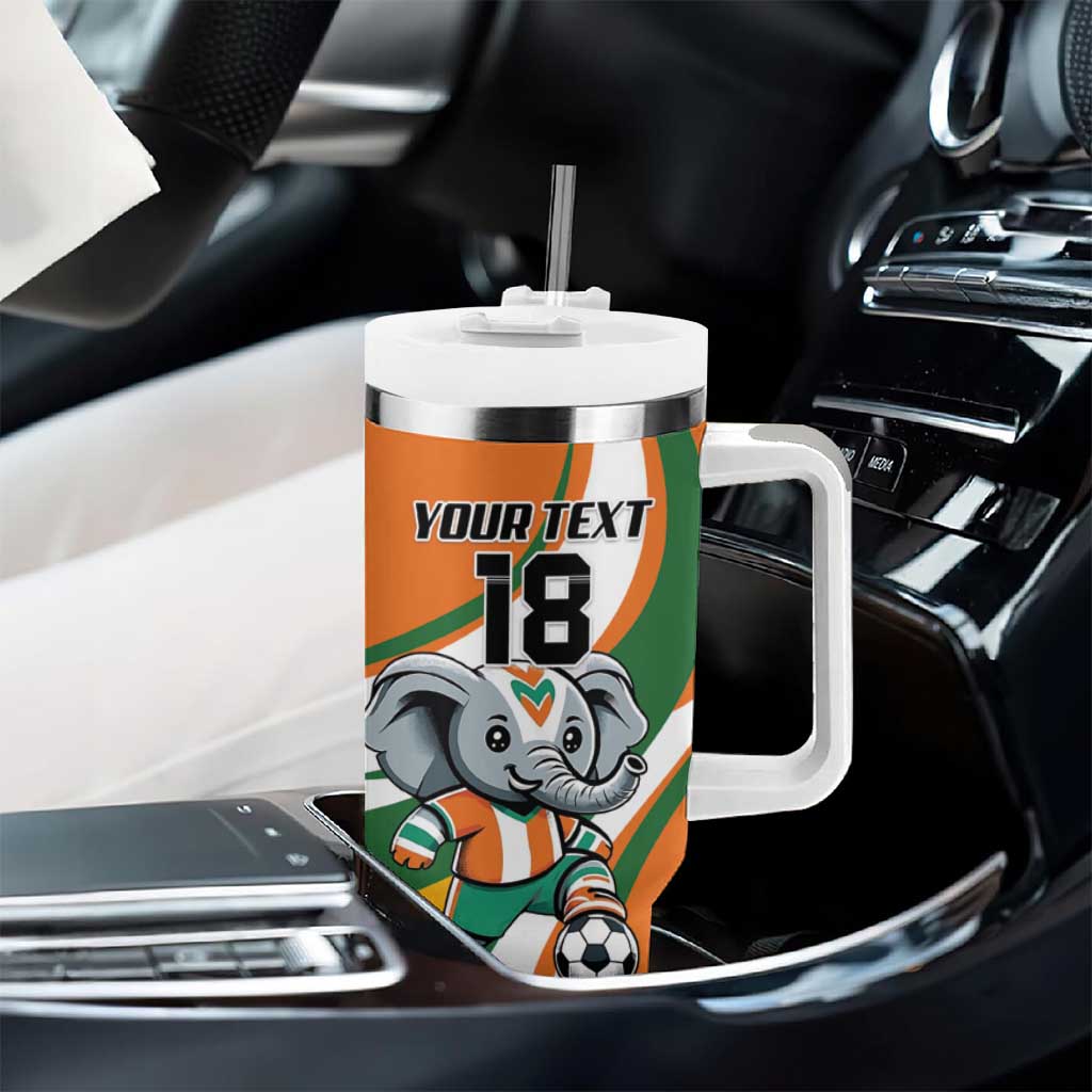 Custom Ivory Coast Football Tumbler With Handle Les Elephants Mascot - African Pride