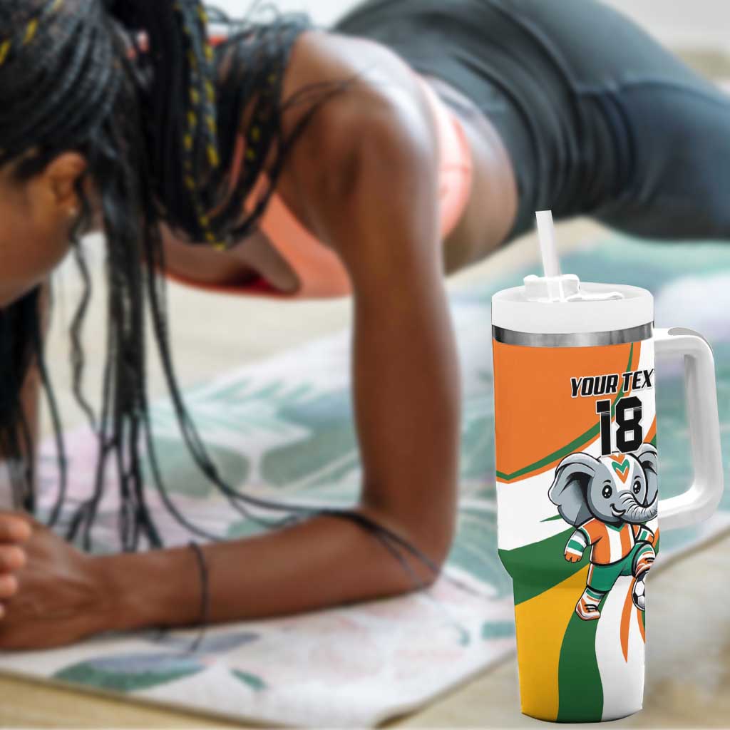 Custom Ivory Coast Football Tumbler With Handle Les Elephants Mascot - African Pride