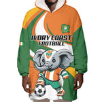 Custom Ivory Coast Football Wearable Blanket Hoodie Les Elephants Mascot - African Pride