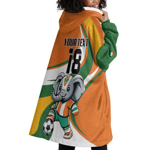 Custom Ivory Coast Football Wearable Blanket Hoodie Les Elephants Mascot - African Pride