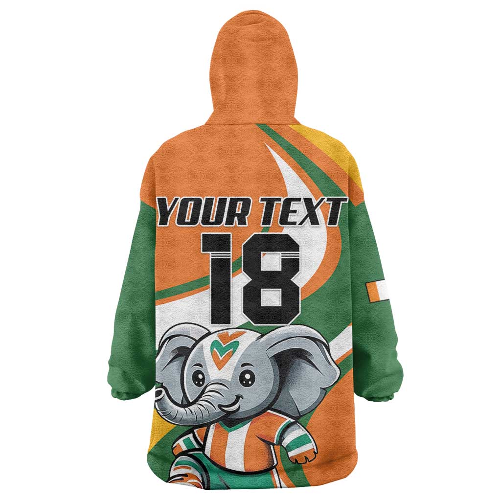 Custom Ivory Coast Football Wearable Blanket Hoodie Les Elephants Mascot - African Pride