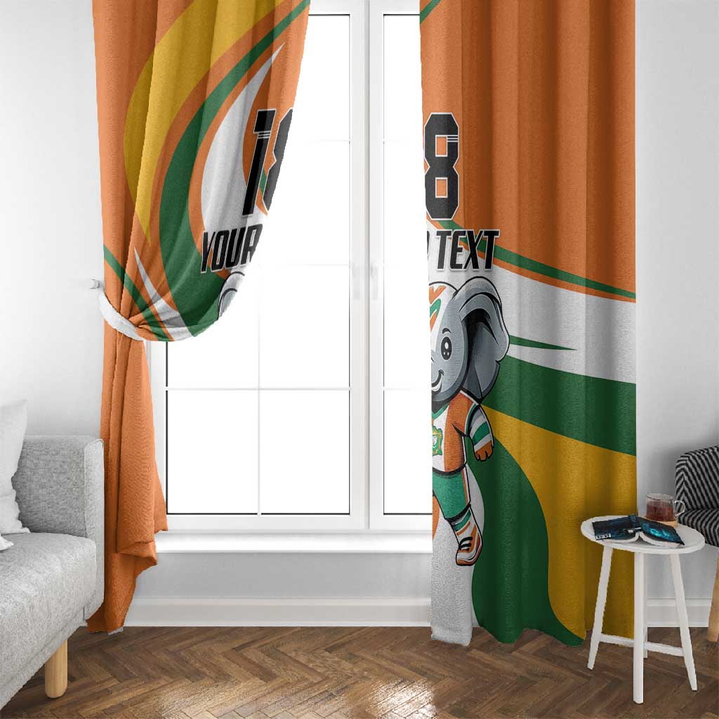 Custom Ivory Coast Football Window Curtain Les Elephants Mascot - African Pride