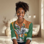 Custom Ivory Coast Football Women Casual Shirt Les Elephants Mascot - African Pride