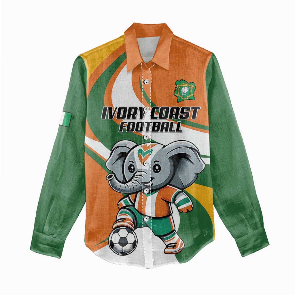Custom Ivory Coast Football Women Casual Shirt Les Elephants Mascot - African Pride