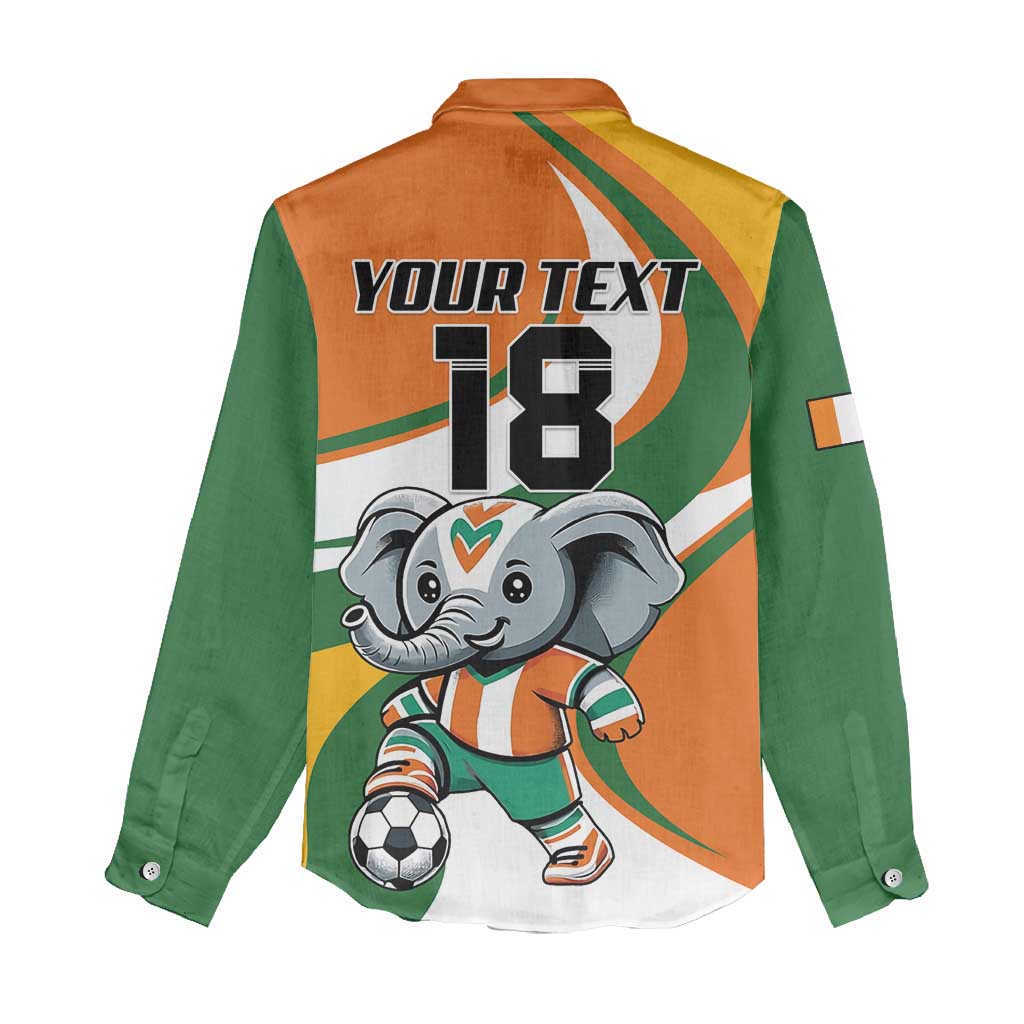 Custom Ivory Coast Football Women Casual Shirt Les Elephants Mascot - African Pride