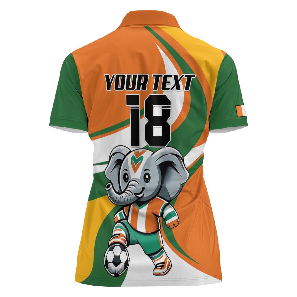 Custom Ivory Coast Football Women Polo Shirt Les Elephants Mascot - African Pride