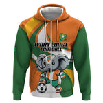 Custom Ivory Coast Football Zip Hoodie Les Elephants Mascot - African Pride