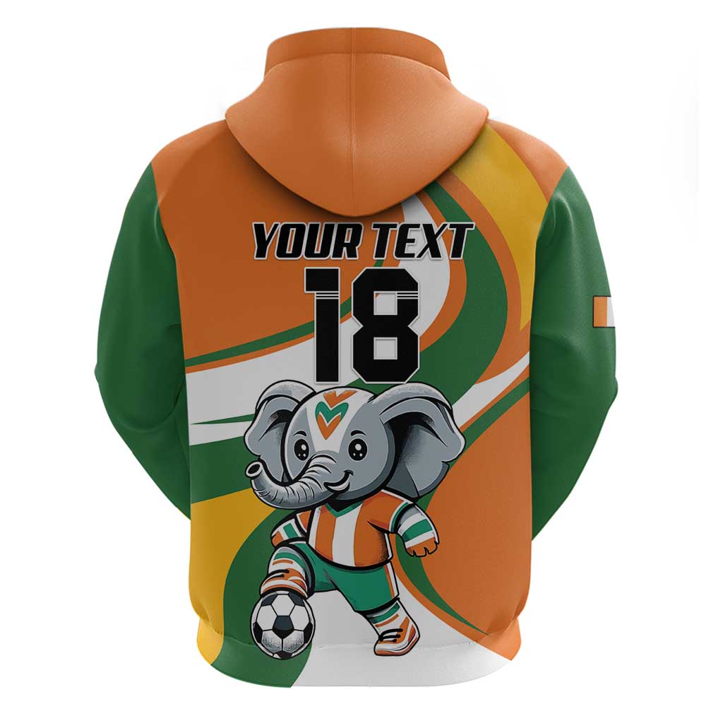 Custom Ivory Coast Football Zip Hoodie Les Elephants Mascot - African Pride