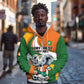 Custom Ivory Coast Football Zip Hoodie Les Elephants Mascot - African Pride