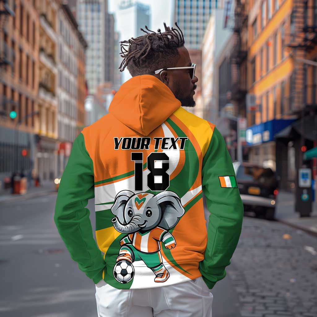 Custom Ivory Coast Football Zip Hoodie Les Elephants Mascot - African Pride