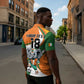 Custom Ivory Coast Football Zipper Polo Shirt Les Elephants Mascot - African Pride