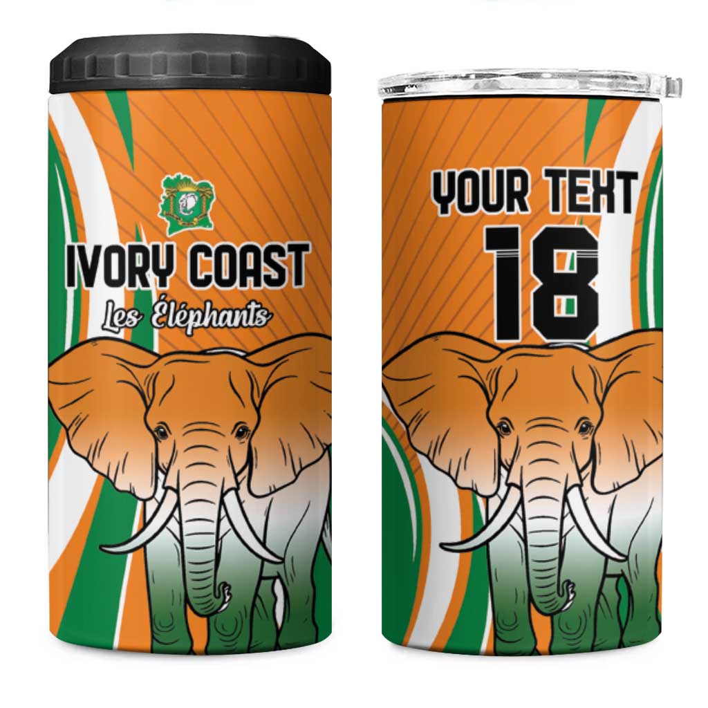 Custom Ivory Coast Football 4 in 1 Can Cooler Tumbler Les Elephants Spirit - African Pride