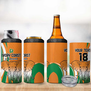 Custom Ivory Coast Football 4 in 1 Can Cooler Tumbler Les Elephants Spirit - African Pride