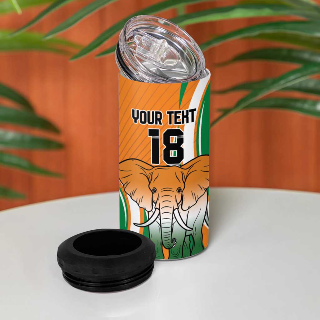 Custom Ivory Coast Football 4 in 1 Can Cooler Tumbler Les Elephants Spirit - African Pride