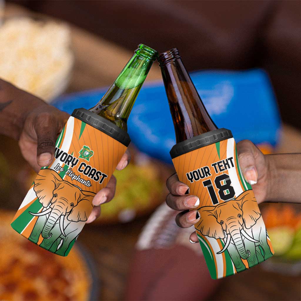 Custom Ivory Coast Football 4 in 1 Can Cooler Tumbler Les Elephants Spirit - African Pride