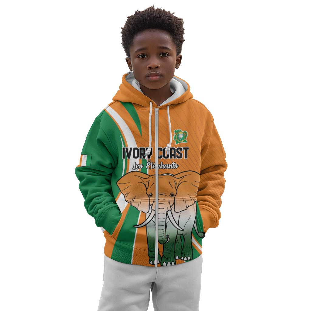 Custom Ivory Coast Football Kid Hoodie Les Elephants Spirit - African Pride