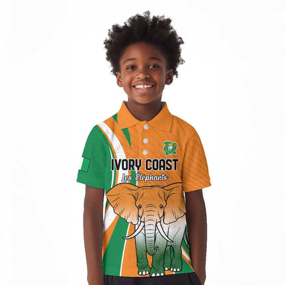 Custom Ivory Coast Football Kid Polo Shirt Les Elephants Spirit LT18